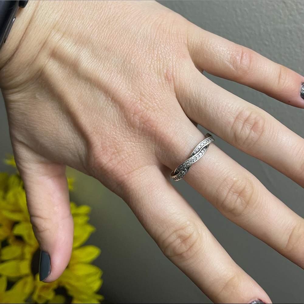 Pandora Sparkling Twisted Lines Ring - 7.5